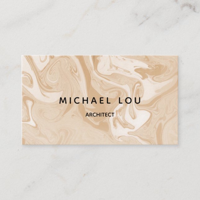 Minimale beige Marmortextur Moderne Visitenkarte (Vorderseite)