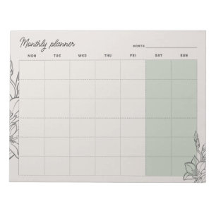 Minimale beige Monatsplaner, benutzerdefinierter T Notizblock