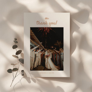 Minimale beige Palmwedding-Fotografie Dankeskarte