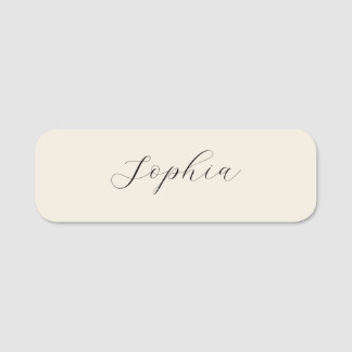 Minimale beige Schrift-Namensschilder Namensschild