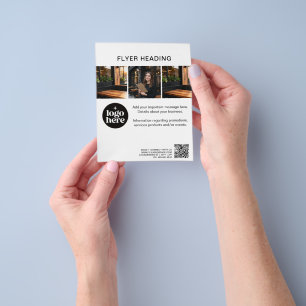 Minimale benutzerdefinierte Foto-Logo-QR-Code Rest Flyer