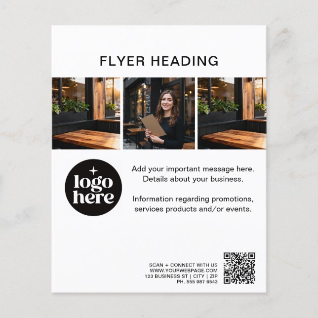 Minimale benutzerdefinierte Foto-Logo-QR-Code Rest Flyer (Vorne)