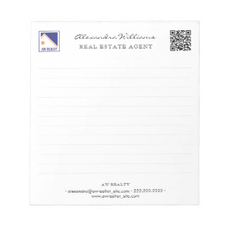 Minimale benutzerdefinierte Makler-Logo-QR-Code-Li Notizblock