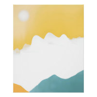 Minimale Berglandschaft in Senfgelb und Türkis