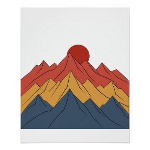 Minimale Bergsonnenaufgangsschichten Poster