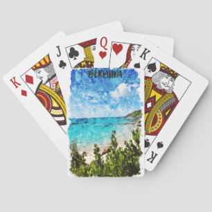 Minimale Bermuda Karibik Insel Tropische Landschaf Spielkarten