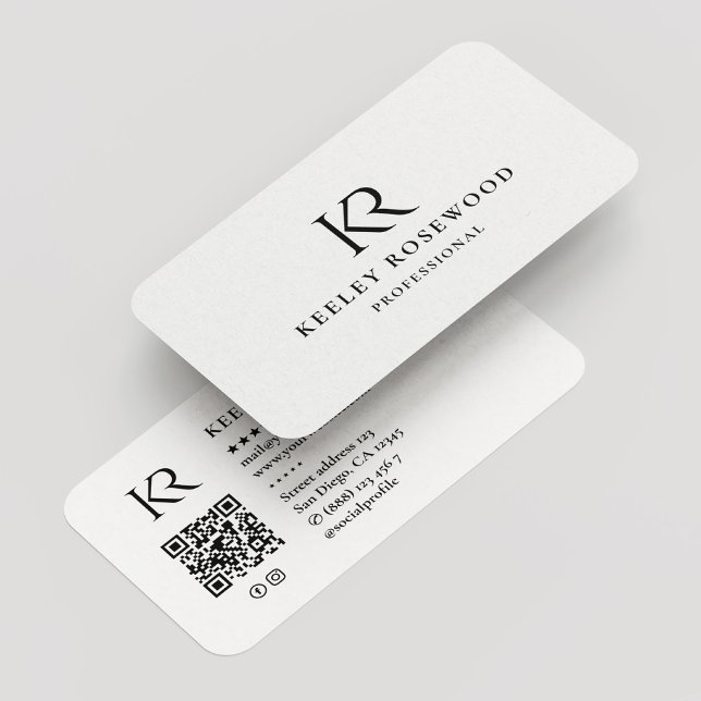 Minimale Berufliche KR-Initialen für Monogramm Visitenkarte (Von Creator hochgeladen)