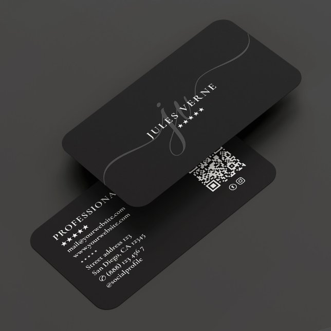 Minimale Berufliche Monogram Dark Gray Script Visitenkarte (Mnimal Professional Monogram Dark Grey Script Business Card
)