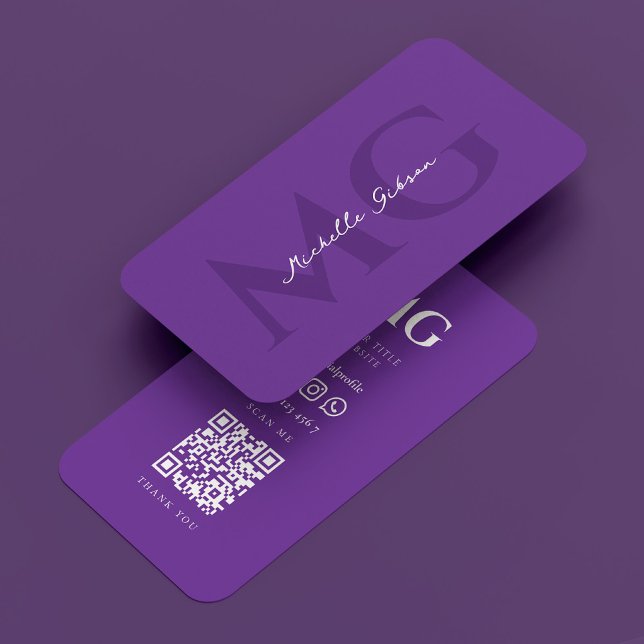 Minimale Berufliche Monogram Royal Lila Visitenkarte (Minimal Professional Monogram Royal Purple Business Card
)
