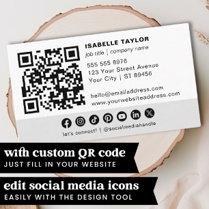 Minimale Berufliche QR-Code-weiße Visitenkarte