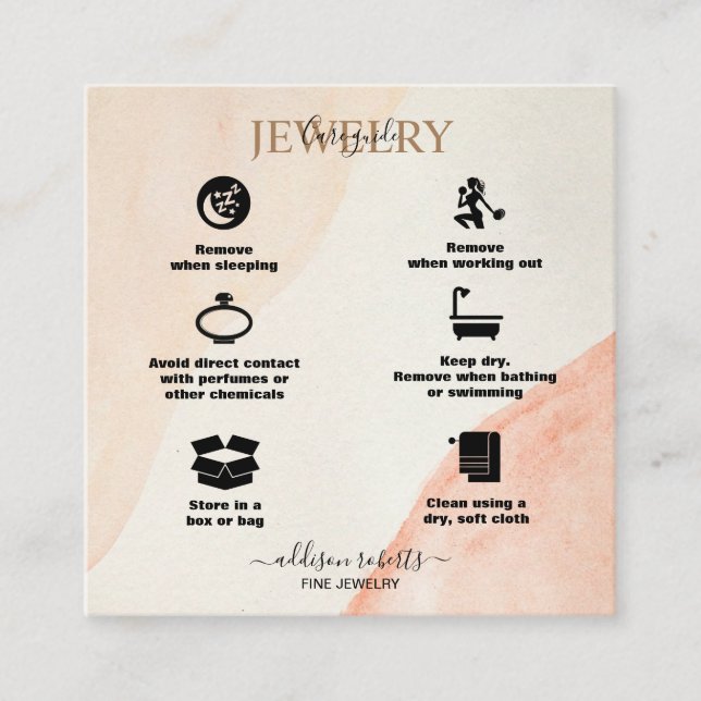 Minimale Berufliche Terracotta Boho Juwelierpflege Quadratische Visitenkarte (Vorderseite)