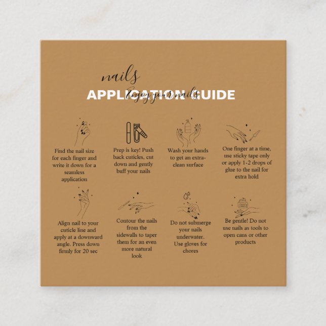 Minimale Berufliche Terracotta Nagelanwendung Quadratische Visitenkarte (Vorderseite)