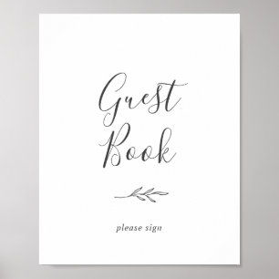 Minimale Blatt   Dunkelgraues Gästebuch-Schild Poster