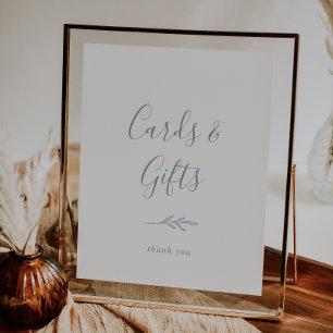 Minimale Blatt Dusty Blue Karten und Geschenke S Poster