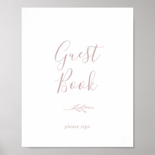Minimale Blatt   Dusty Rose Gästebuch-Schild Poster