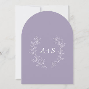 Minimale Blatt   Gebogene Monogramm-Hochzeitseinla Einladung