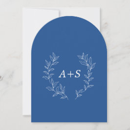 Minimale Blatt | Gebogene Monogramm-Hochzeitseinla Einladung