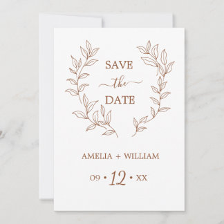 Minimale Blatt-Monogramm-Hochzeit Save the Date