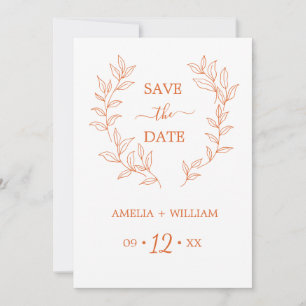 Minimale Blatt-Monogramm-Hochzeit Save the Date 