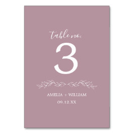 Minimale Blatt-Monogramm-Hochzeitstisch-Nummernkar Tischnummer