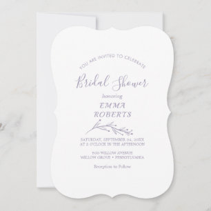 Minimale Blätter Dusty Purple Brautparty Einladung