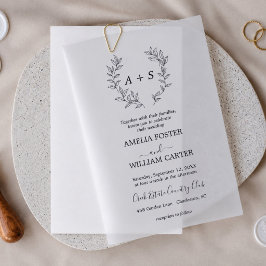 Minimale Blätter | Formale Monogramm-Hochzeit