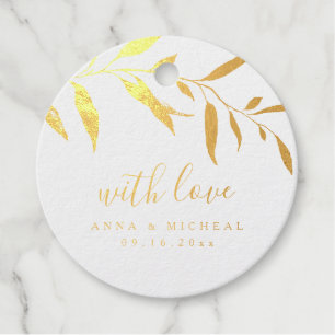 Minimale Blätter "mit Liebe" Geschenkanhänger