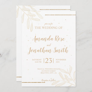 Minimale Blätter und Glitzer Einladung