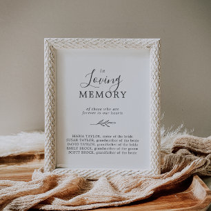 Minimale Blattform   Graue In-Loving-Memory-Gedenk Poster