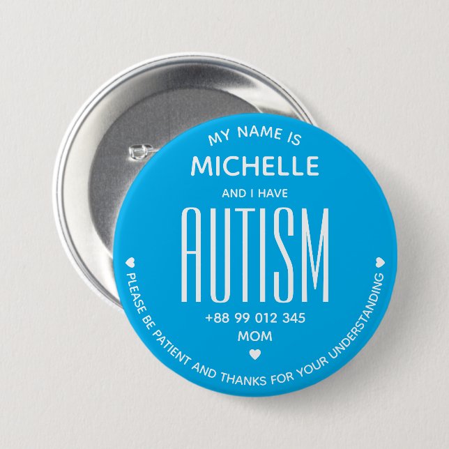 Minimale Blaue ASD-Autismus-Bewusstsein-ADHS-Sonde Button (Vorne & Hinten)