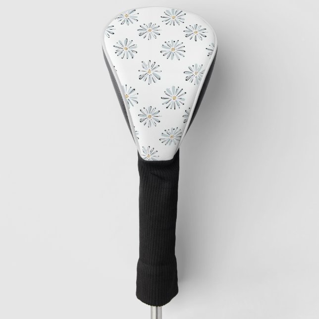 Minimale Blaue Gänseblümchen-Blumen Golf Headcover (Vorderseite)