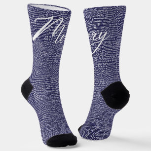 Minimale Blaue Handgezeichnete Frohe Weihnachten F Socken