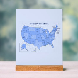Minimale blaue Illustration der Vereinigten Staate Acrylschild