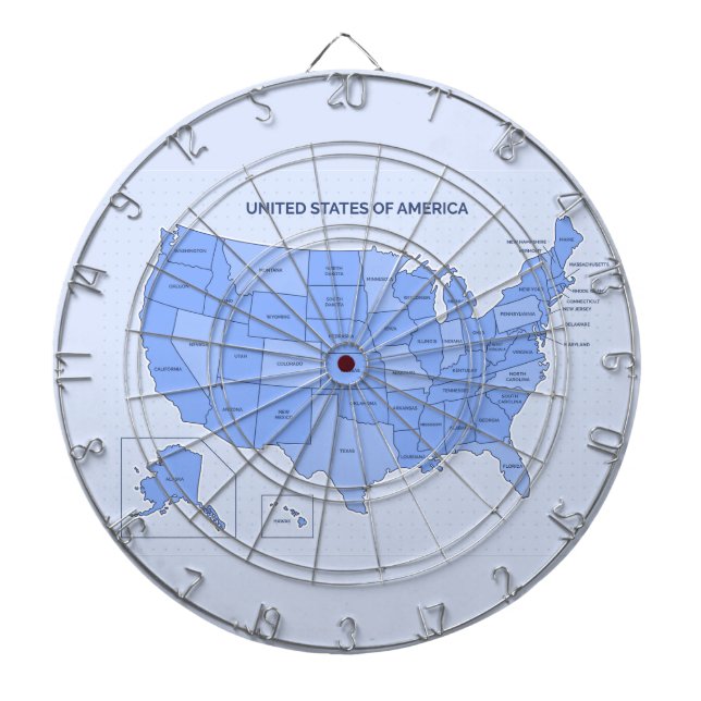 Minimale blaue Illustration der Vereinigten Staate Dartscheibe (vorne)