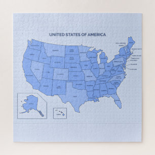 Minimale blaue Illustration der Vereinigten Staate Puzzle