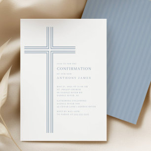 Minimale Blaue Kreuz-Konfirmationseinladung Einladung