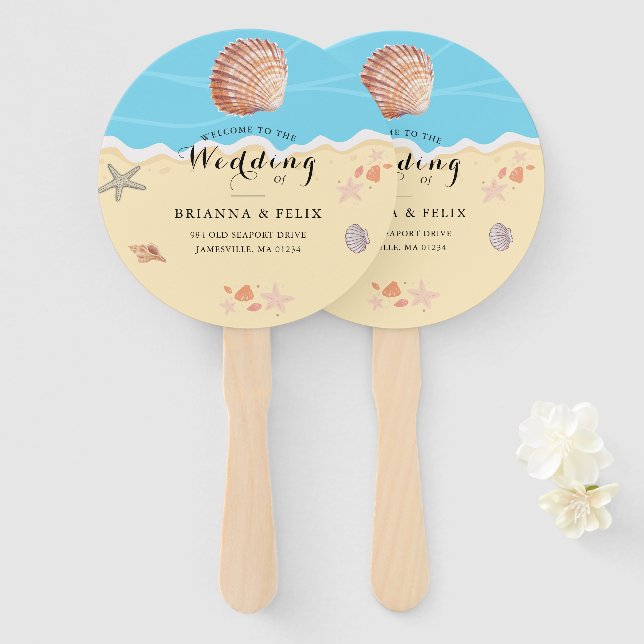 Minimale Blaue Ozean-Sommerhochzeit Fächer (Vorne und Hinten)