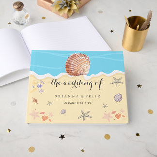 Minimale Blaue Ozean-Sommerhochzeit Gästebuch