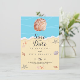 Minimale Blaue Ozean-Sommerhochzeit Save The Date