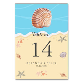 Minimale Blaue Ozean Sommerhochzeit Tischnummer