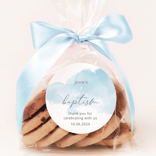 Minimale blaue Taufe Runder Aufkleber (Von Creator hochgeladen)