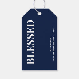 Minimale BLESSED | Marineblaue Feiertage Geschenkanhänger