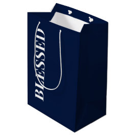 Minimale BLESSED | Marineblaue Feiertage Mittlere Geschenktüte