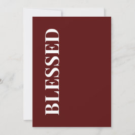 Minimale BLESSED | Tiefe Rote Weihnachtskarte Feiertagskarte