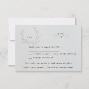 Minimale Blindprägung auf Baumwolle Hochzeit RSVP Karte