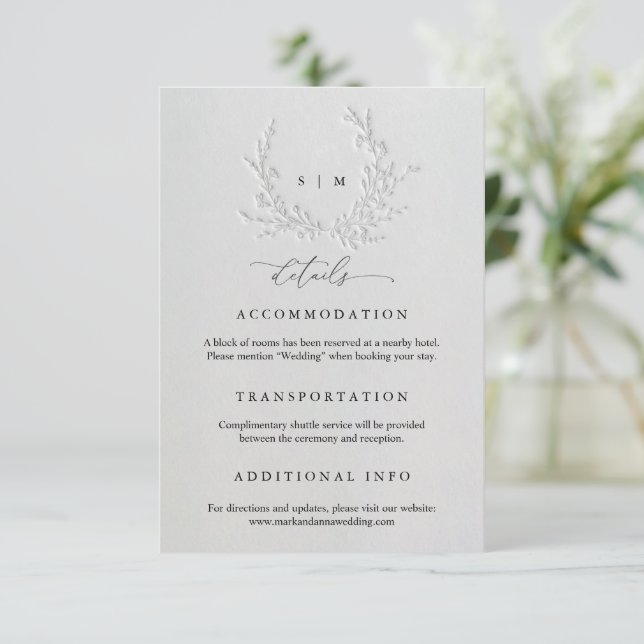Minimale Blindprägungs-Hochzeit Begleitkarte (Stehend Vorderseite)