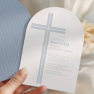 Minimale Blue Cross Taufeinladung Einladung