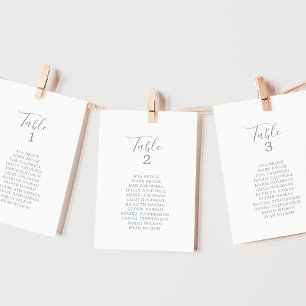 Minimale Blue Tischnummer Seating Chart Cards