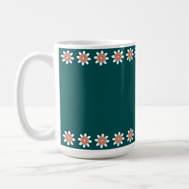 Minimale Blume Border Retro Deep Aquamarin Kaffeetasse (Links)