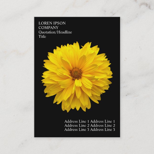 Minimale Blume - Chrysanthemum - Schwarz Visitenkarte (Vorderseite)